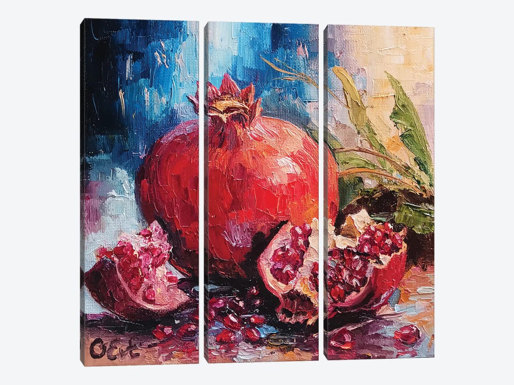 Embracing The Beauty Of Sicilian Pomegranates by Oksana Evteeva 3-piece Canvas Wall Art