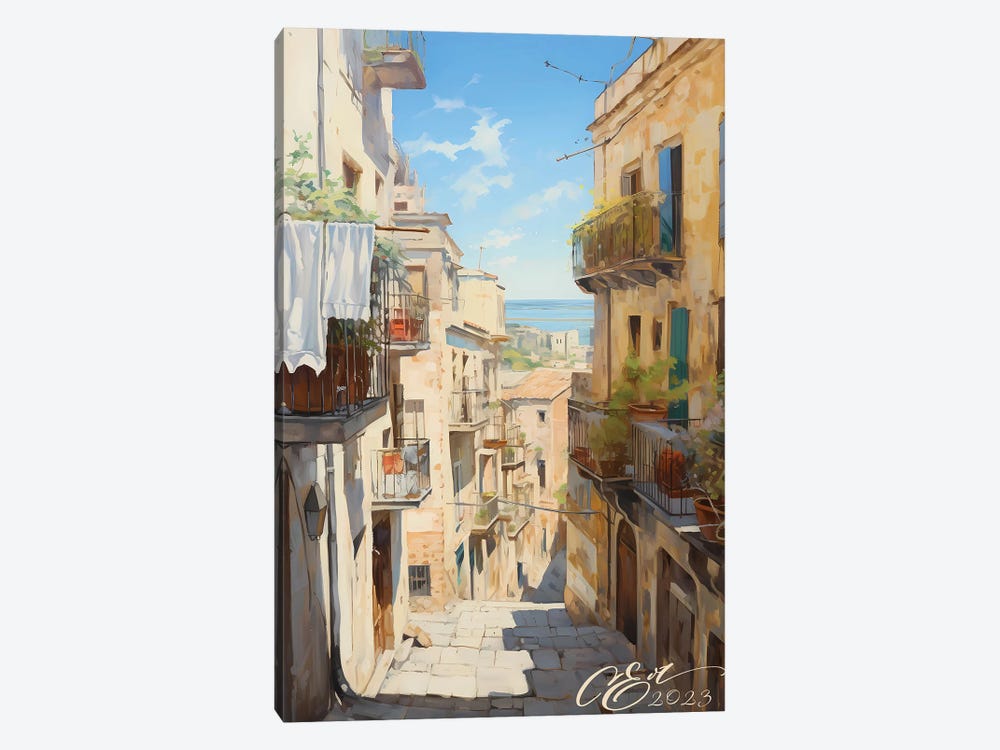 Sicilian Sunlit Streets by Oksana Evteeva 1-piece Canvas Print