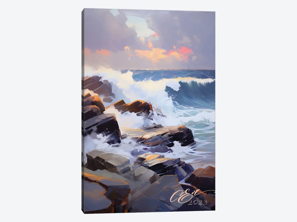Sunset Waves In Cefalù by Oksana Evteeva 1-piece Canvas Art