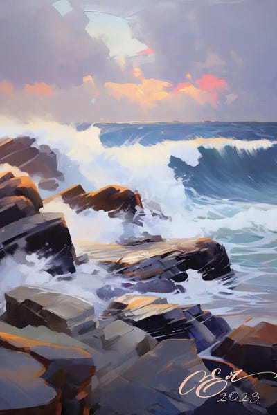 Oksana Evteeva: Sunset Waves In Cefalù by Oksana Evteeva