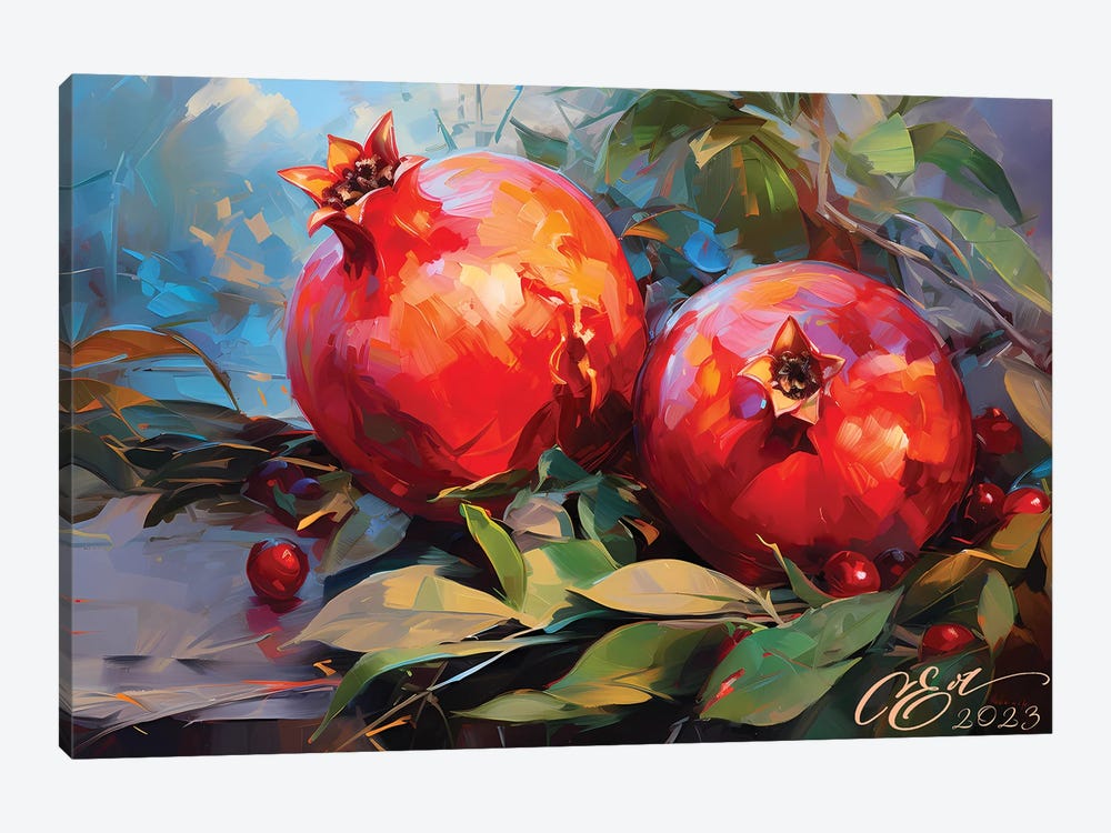 Duo Of Sicilian Pomegranates by Oksana Evteeva 1-piece Art Print