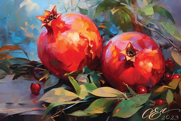 Oksana Evteeva: Duo Of Sicilian Pomegranates by Oksana Evteeva