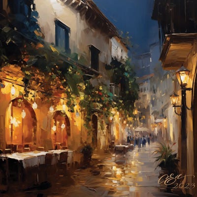 Palermo In Christmas Lights by Oksana Evteeva framed wall art