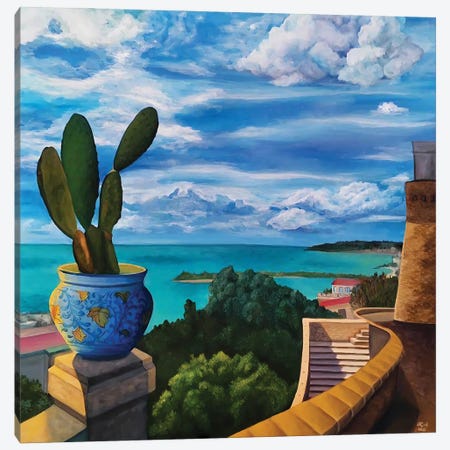 Cactus Seaview Canvas Print #OEV6} by Oksana Evteeva Canvas Art