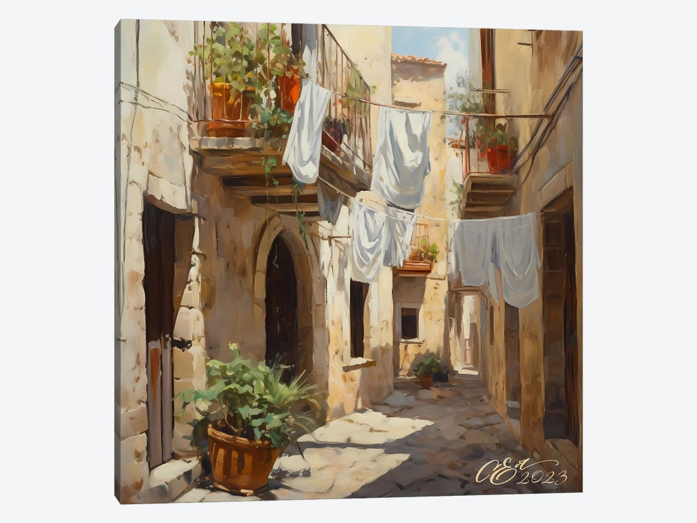 Sicilian Courtyard Bliss by Oksana Evteeva 1-piece Art Print
