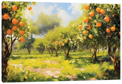 Sunlit Citrus Reverie Canvas Art Print - Orange Art