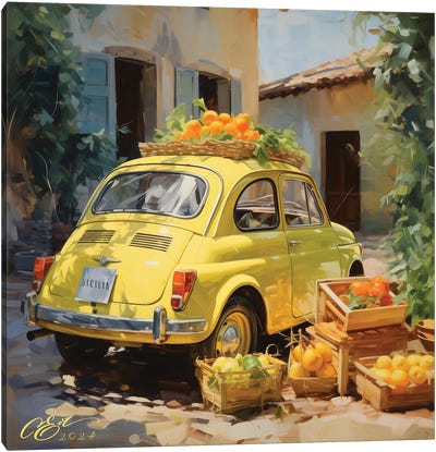 Sicilian Citrus Joyride Canvas Art Print - Orange Art