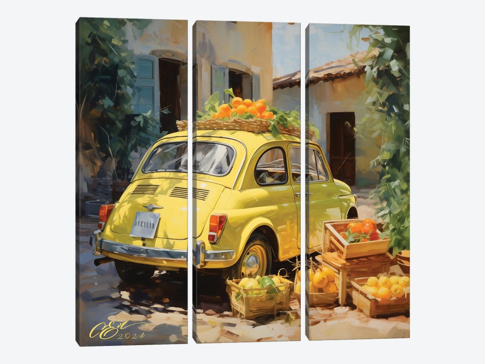 Sicilian Citrus Joyride by Oksana Evteeva 3-piece Canvas Wall Art