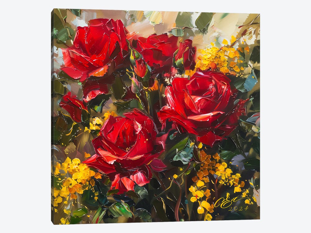 Roses And Mimosas. A Tribute To Women's Strength by Oksana Evteeva 1-piece Canvas Art