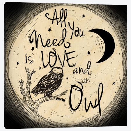 Love And An Owl Canvas Print #OFA1} by 5by5collective Canvas Wall Art