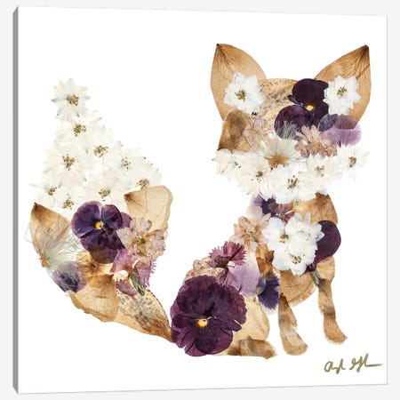 Fox - Purple Canvas Print #OFC12} by Oxeye Floral Co Canvas Wall Art