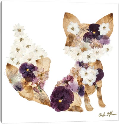 Fox - Purple Canvas Art Print - Embellished Animals