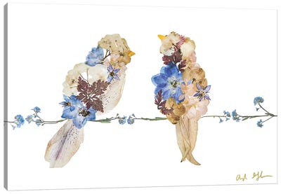 Lovebirds Canvas Art Print - Embellished Animals