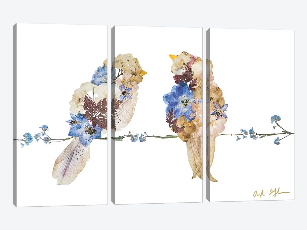 Lovebirds by Oxeye Floral Co 3-piece Canvas Art Print