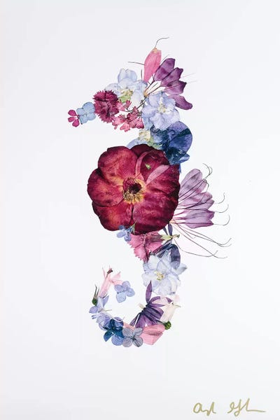Kids Ocean Life Art: Seahorse - Bright by Oxeye Floral Co