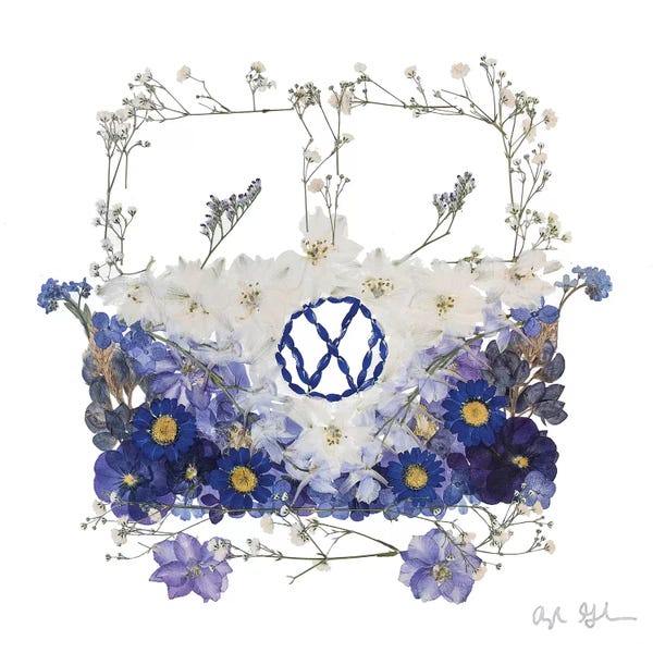 Kids Transportation Art: VW - Blue by Oxeye Floral Co