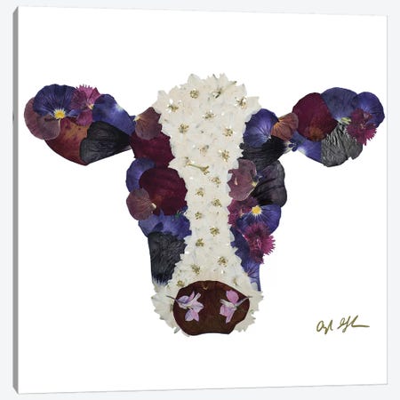 Cow Canvas Print #OFC9} by Oxeye Floral Co Canvas Artwork