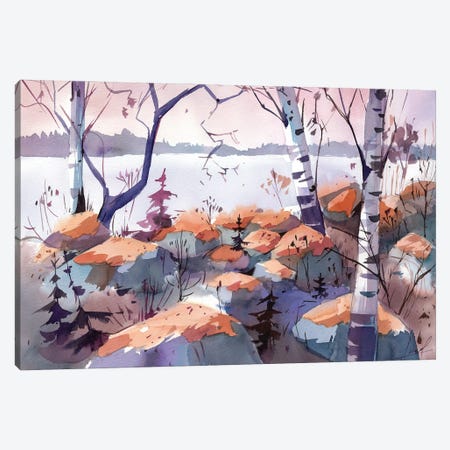 Evening On The Lake Canvas Print #OGA10} by Olga Aksenova Canvas Art Print