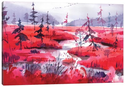 Red Calm Canvas Art Print - Olga Aksenova