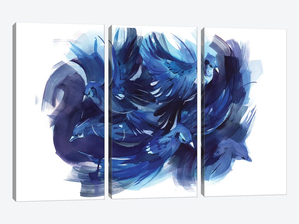 Blue Battle by Olga Aksenova 3-piece Art Print