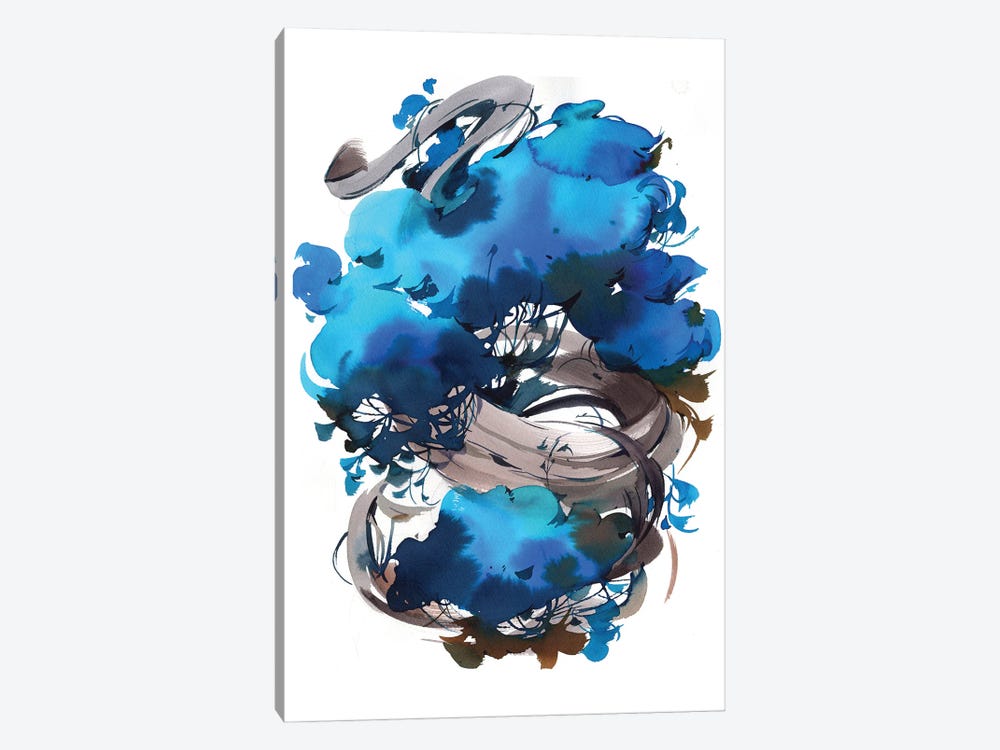 Blue Bonsai by Olga Aksenova 1-piece Canvas Print