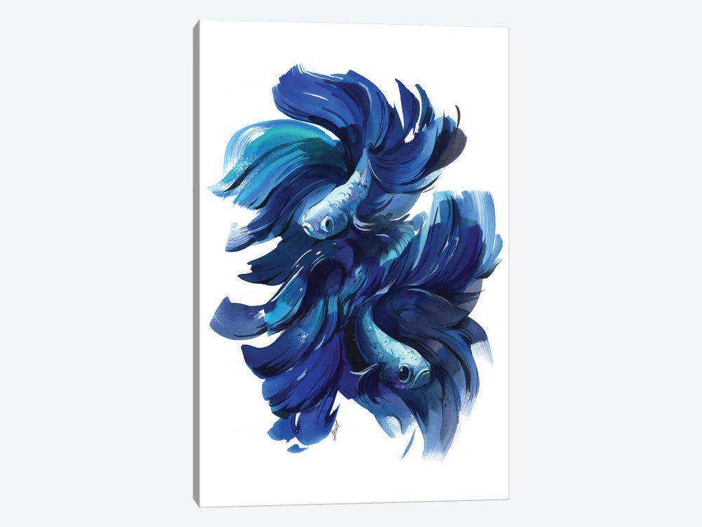 Fishes In Blue by Olga Aksenova 1-piece Canvas Artwork