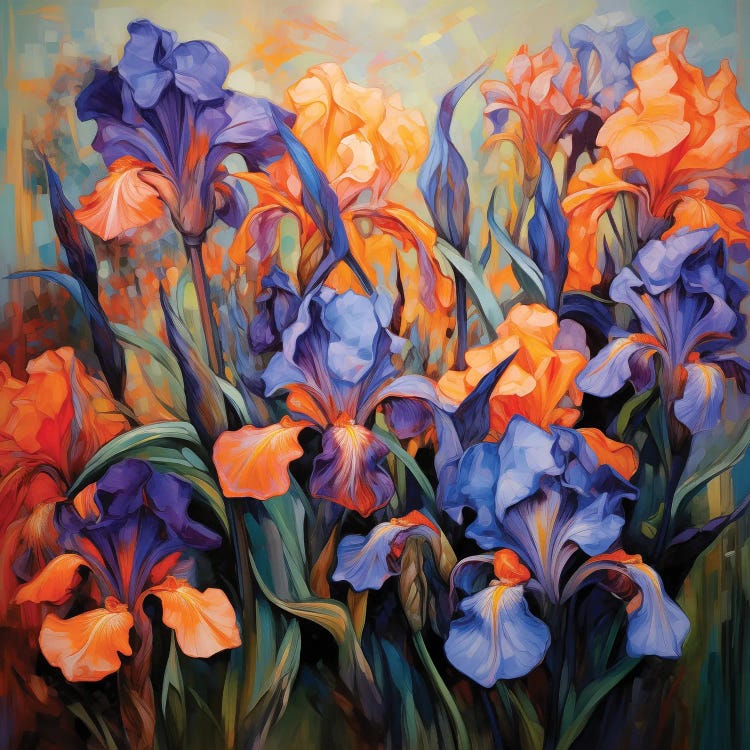 Flaming Irises I by Olga Volna wall art