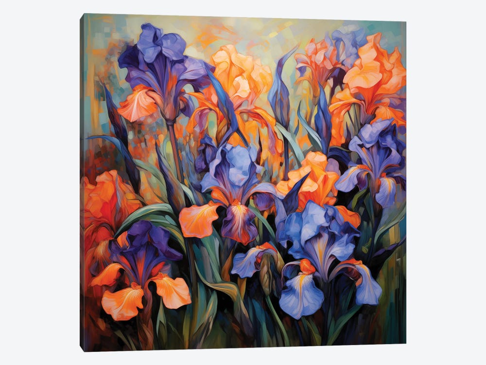 Flaming Irises I by Olga Volna 1-piece Canvas Art Print