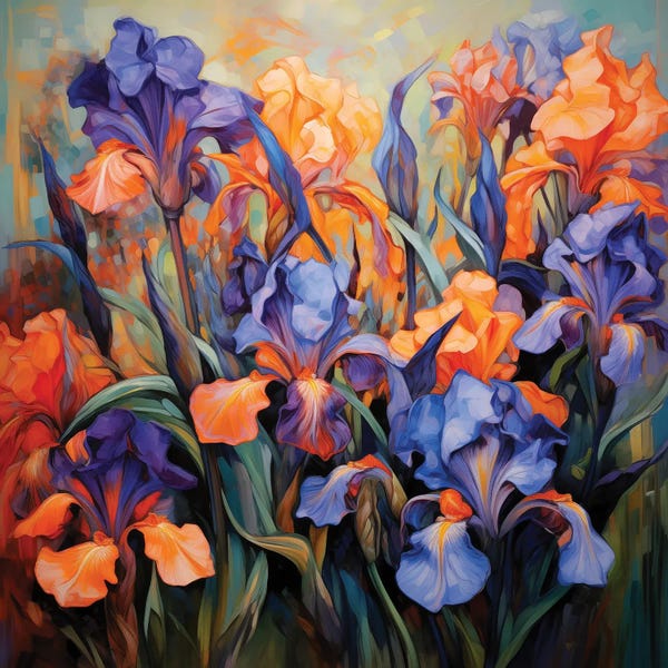 Olga Volna: Flaming Irises I by Olga Volna