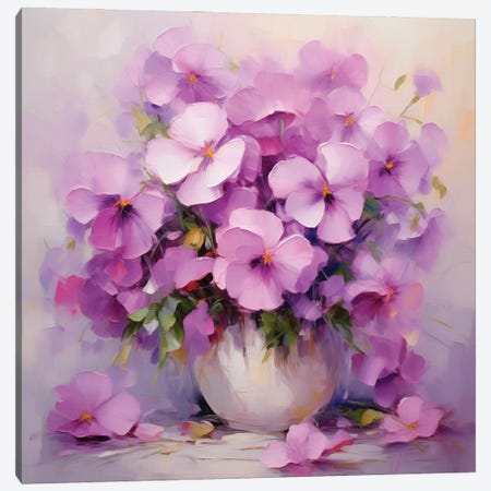 Lilac Violas Canvas Print #OGV112} by Olga Volna Canvas Art Print