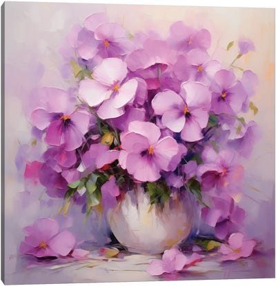 Lilac Violas Canvas Art Print - Olga Volna