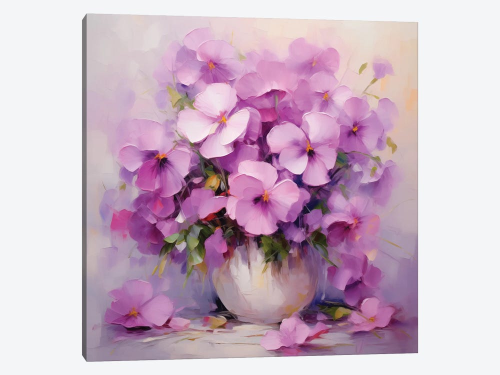 Lilac Violas by Olga Volna 1-piece Canvas Artwork
