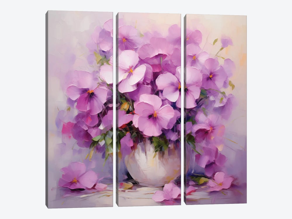 Lilac Violas by Olga Volna 3-piece Canvas Artwork