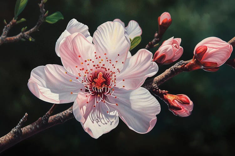 Vibrant Peach Blossom Detail