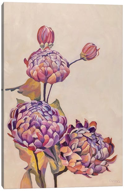 Violet Dahlias Canvas Art Print - Dahlia Art