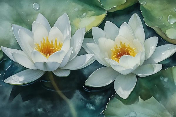 Water Lilies: White Water Lilies by Olga Volna