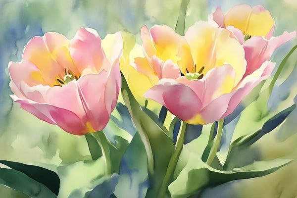 Tulips: Watercolor Tulips by Olga Volna