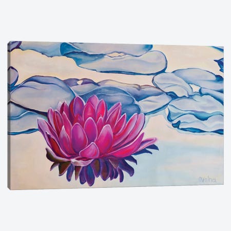 Sunset Lotus Canvas Print #OGV39} by Olga Volna Canvas Art