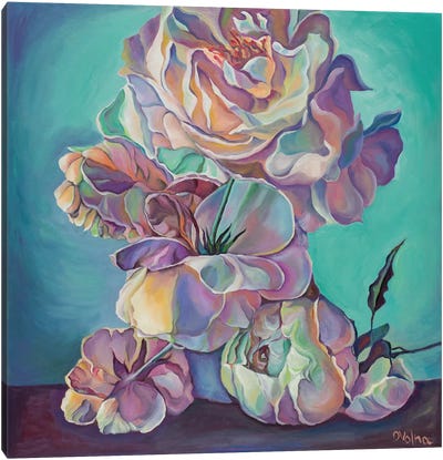Turquoise Bouquet Canvas Art Print - Olga Volna