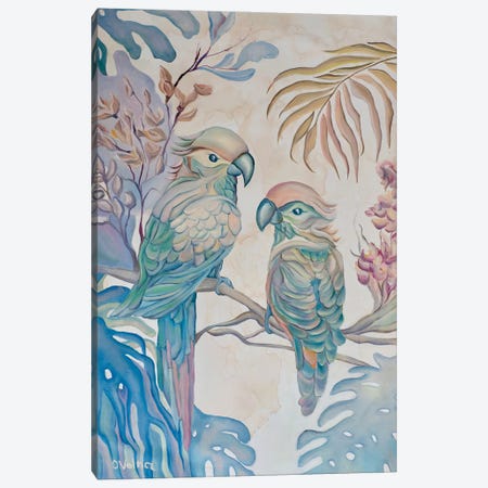 Pastel Parrots Canvas Print #OGV45} by Olga Volna Canvas Wall Art
