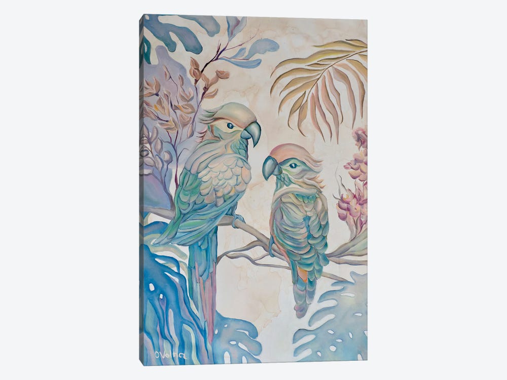 Pastel Parrots by Olga Volna 1-piece Canvas Artwork
