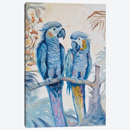 Parrots In Love Canvas Print #OGV46} by Olga Volna Canvas Wall Art