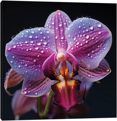 Orchids Drops Canvas Art Print - Purple Art