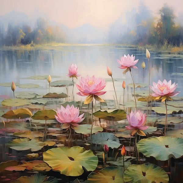 Lotuses: Peach Evening III by Olga Volna