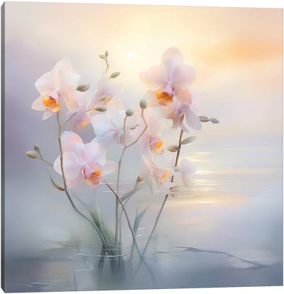 Orchids On The Lake II Canvas Art Print - Olga Volna