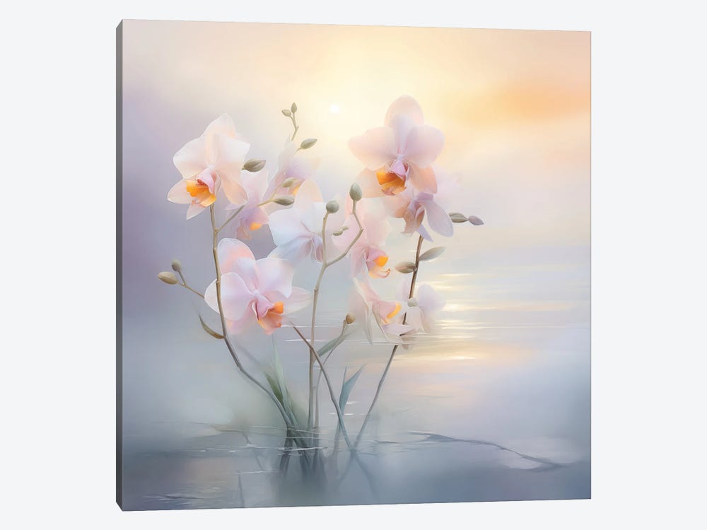 Orchids On The Lake II by Olga Volna 1-piece Canvas Art