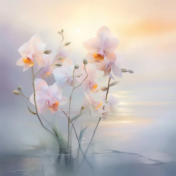 Lakes: Orchids On The Lake II by Olga Volna