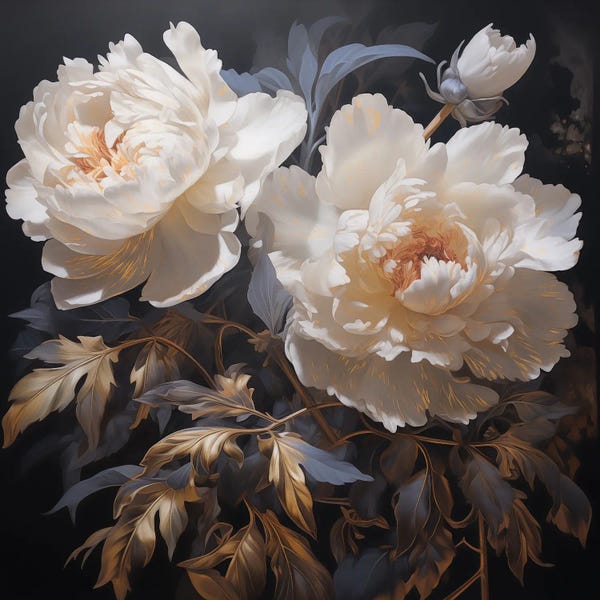 Contemporary Fine Art: Gold Peonies by Olga Volna