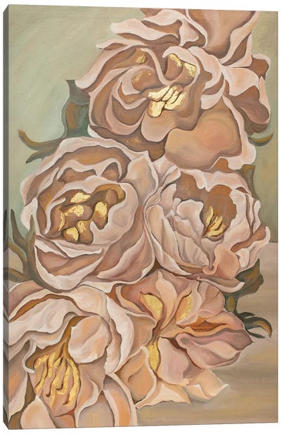 Gray Flowers Canvas Art Print - Olga Volna