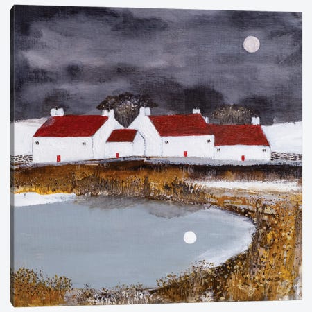 Winter Moon Canvas Print #OHA18} by Louise O'Hara Art Print